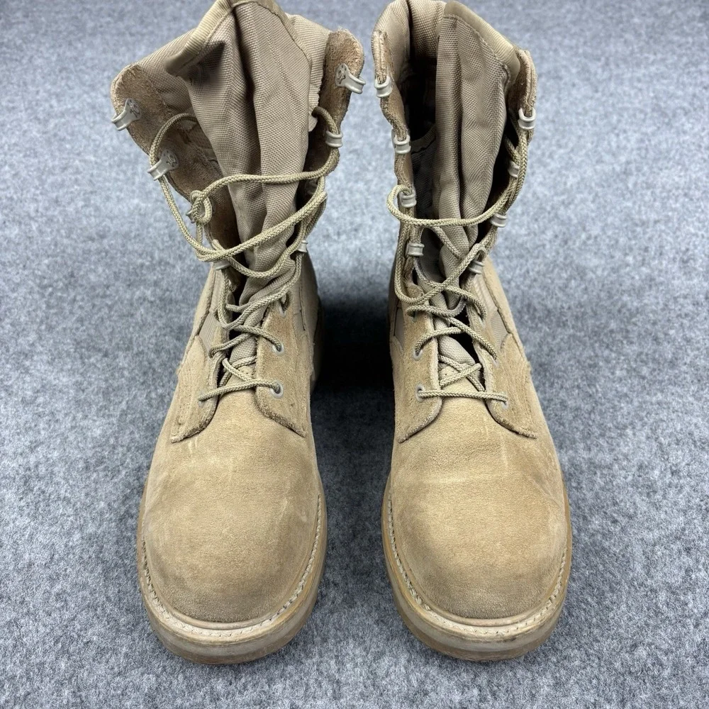 US Military Combat Boots Mens 7R Vibram Sole Tan Desert Leather USA Made‎ Field